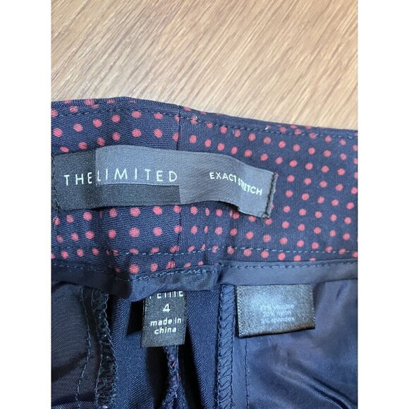The Limited Exact Stretch Blue/Pink Polka Dot Cropped Cigarette Ankle Pants Sz 4 - Picture 4 of 7